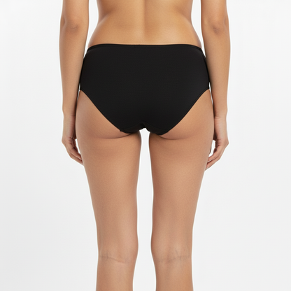 Bamboo Fabric Women's Mid Rise Panty | Peach and Black | Pack of 2