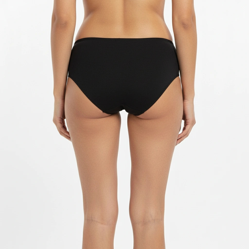 Bamboo Fabric Women's Mid Rise Panty | Red and Black | Pack of 2