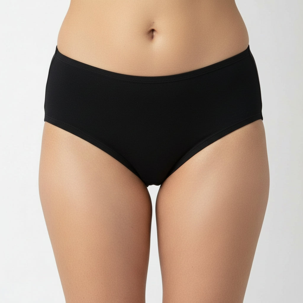 Bamboo Fabric Women's Mid Rise Panty | Peach and Black | Pack of 2