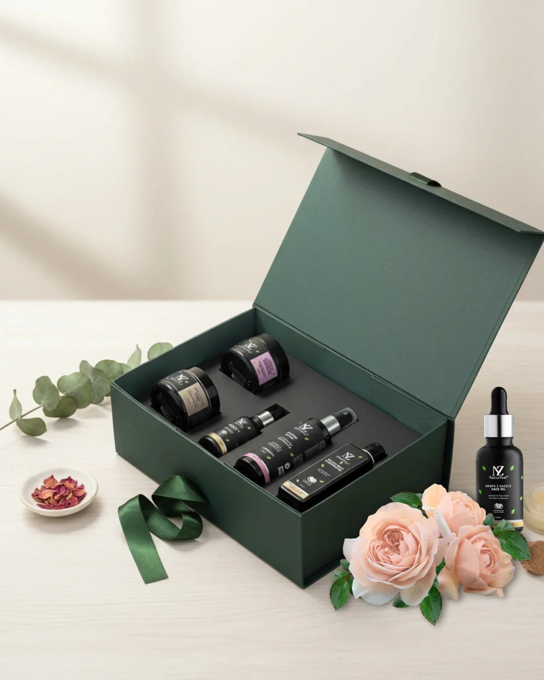 NaturZest Scrubs - Scrub, Body massage oil, Drops 2 Dazzle Face Oil, Rose Water Mist & Moisturizing Body