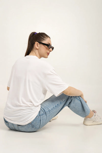 Women Oversized Bamboo Plain T-Shirt – Soft, Breathable & Sustainable Fit | White