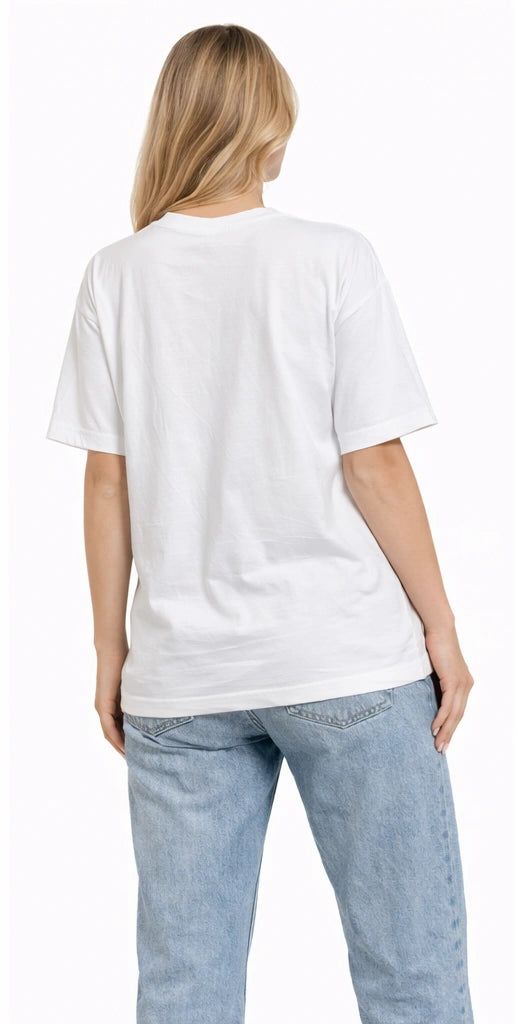 Bamboo Fabric Oversize Printed T-Shirt – Ultra Soft | Breathable | Sustainable Style | White