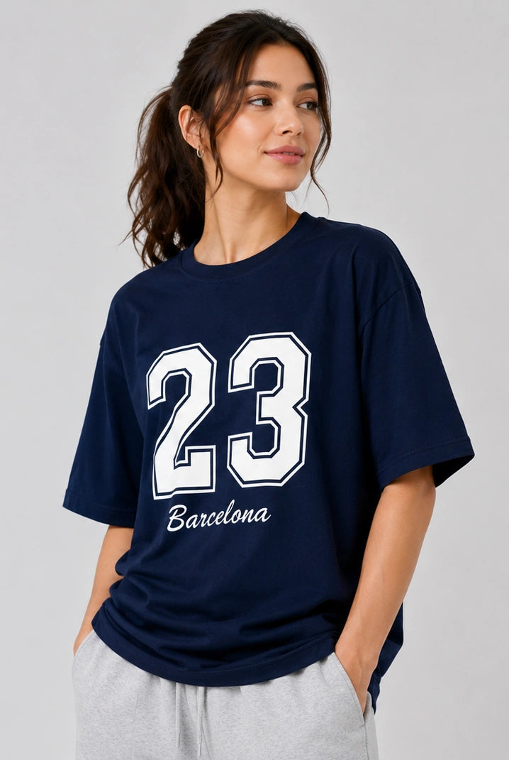 Bamboology Women Bamboo Oversized Navy T-Shirt | Jersey No. 23