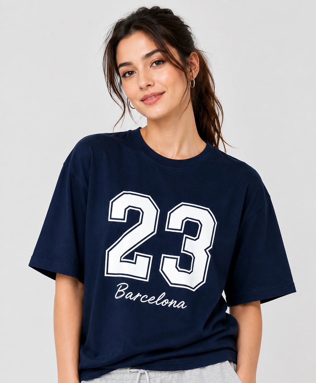 Bamboology Women Bamboo Oversized Navy T-Shirt | Jersey No. 23