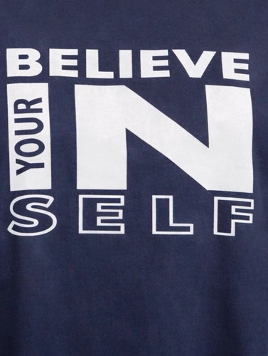 Bamboo Fabric Oversize Printed T-Shirt – Ultra Soft | Breathable | Sustainable Style | Navy