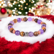 Load image into Gallery viewer, Amethyst, Tiger&#39;s Eye, and Sunstone Healing Bracelet for Calm, Confidence, and Vitality
