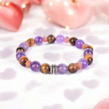 Load image into Gallery viewer, Amethyst, Tiger&#39;s Eye, and Sunstone Healing Bracelet for Calm, Confidence, and Vitality
