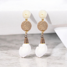 Load image into Gallery viewer, Elegant Shell Drop Earrings with Twisted Gold Bead Accents – Coastal Chic Jewelry
