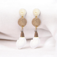 Load image into Gallery viewer, Elegant Shell Drop Earrings with Twisted Gold Bead Accents – Coastal Chic Jewelry
