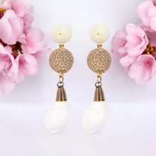 Load image into Gallery viewer, Elegant Shell Drop Earrings with Twisted Gold Bead Accents – Coastal Chic Jewelry
