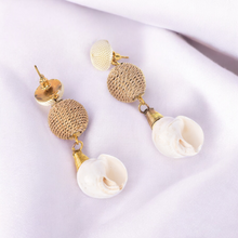 Load image into Gallery viewer, Elegant Shell Drop Earrings with Twisted Gold Bead Accents – Coastal Chic Jewelry
