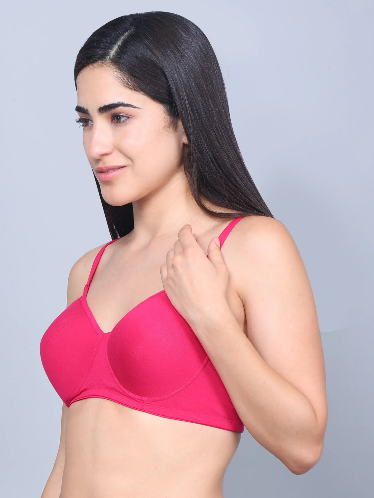 Pink non wired padded t shirt bra for women