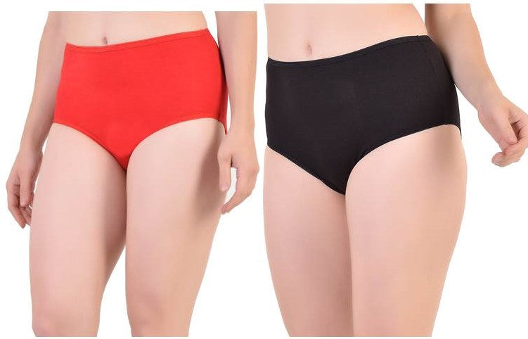 Bamboo Fabric Women's Hipster Panty | Red and Black | Pack of 2