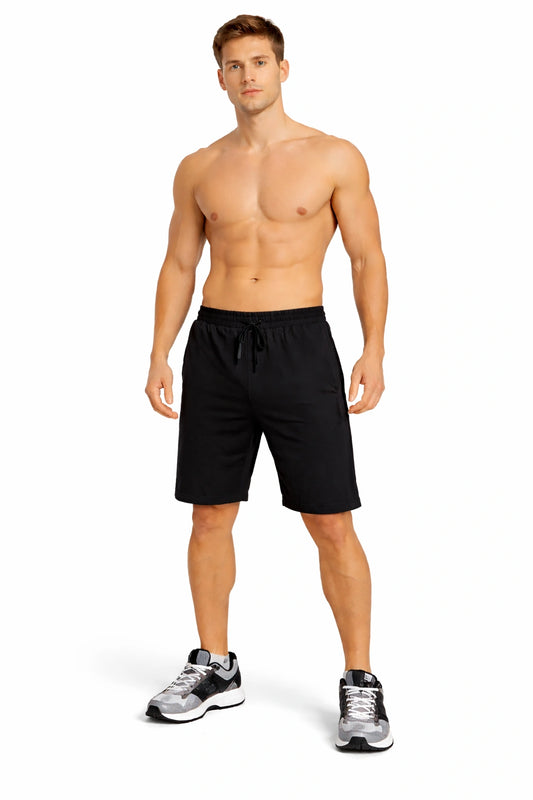 Bamboo Black Active Shorts with side Pockets for Men | Breathable & Ultra-Soft Gym