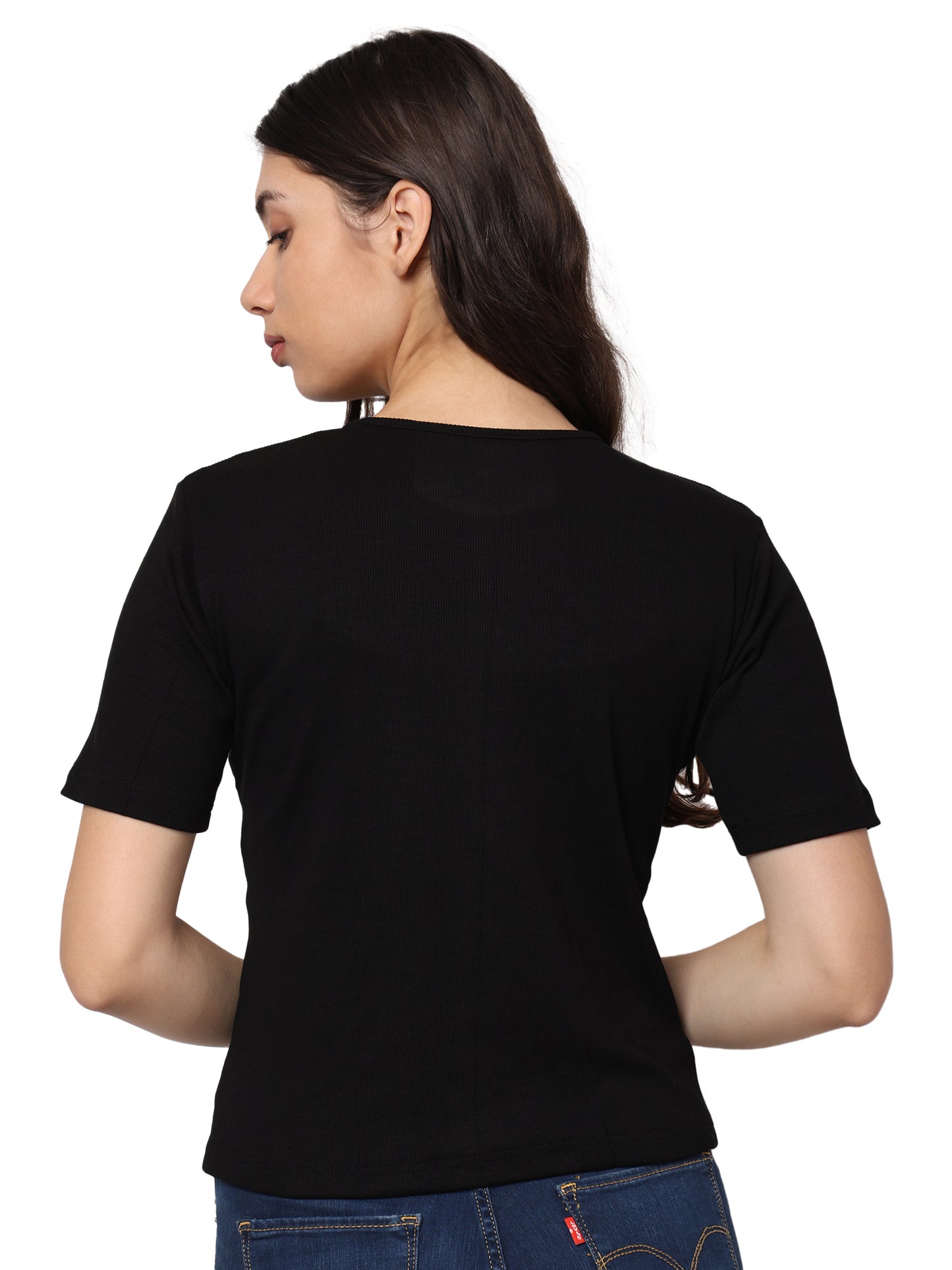 Soft Bamboo Rib Half Sleeve Top
