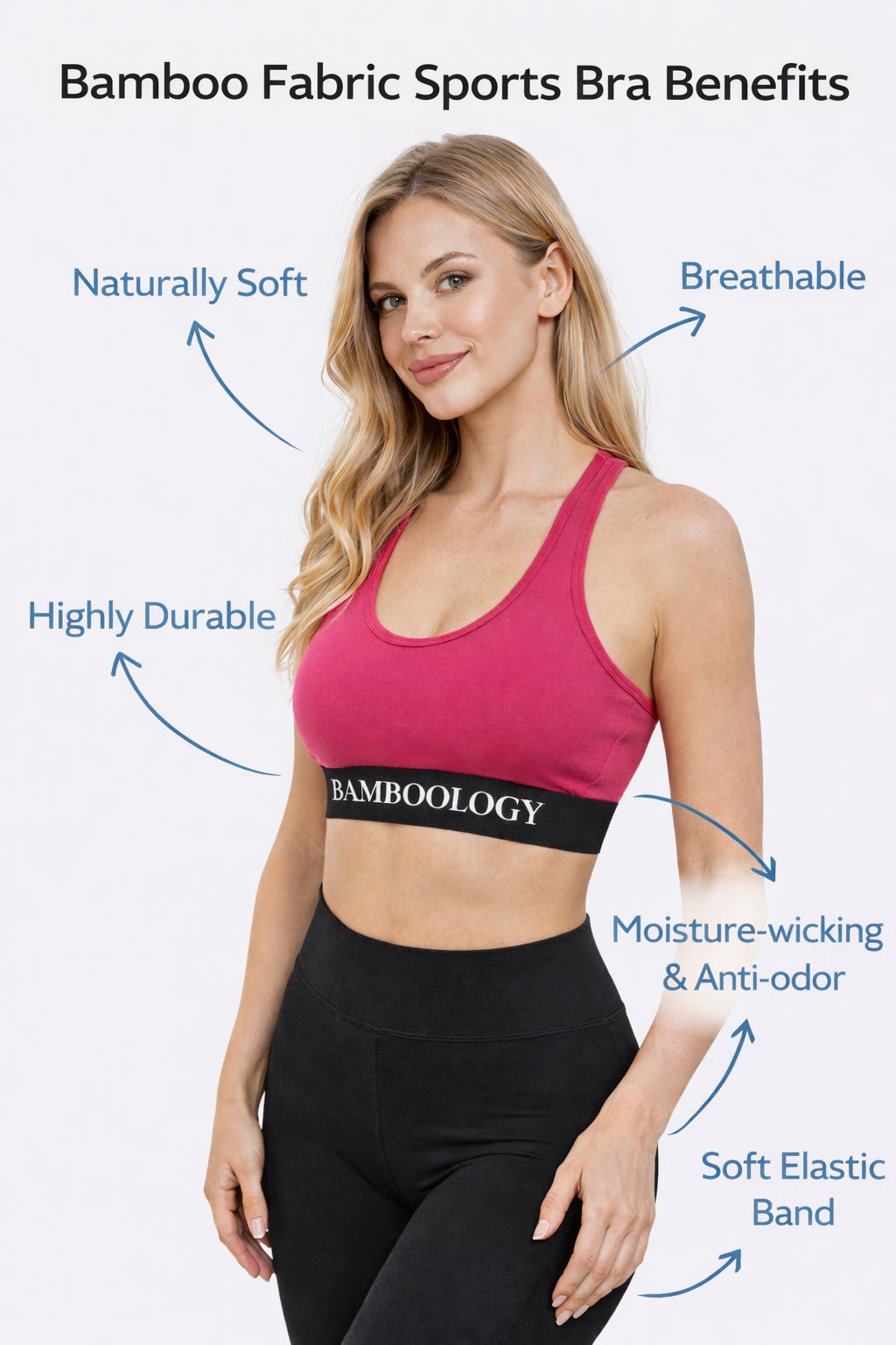 Bamboology Bamboo Fabric Padded Sports Bra for Women Activewear | Fuchsia
