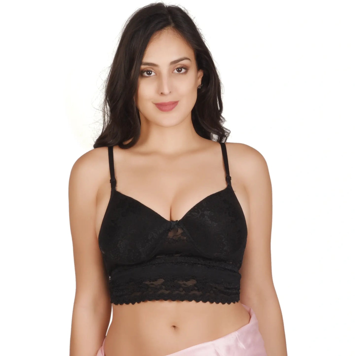 Bridal Lace Padded  Bra | Black
