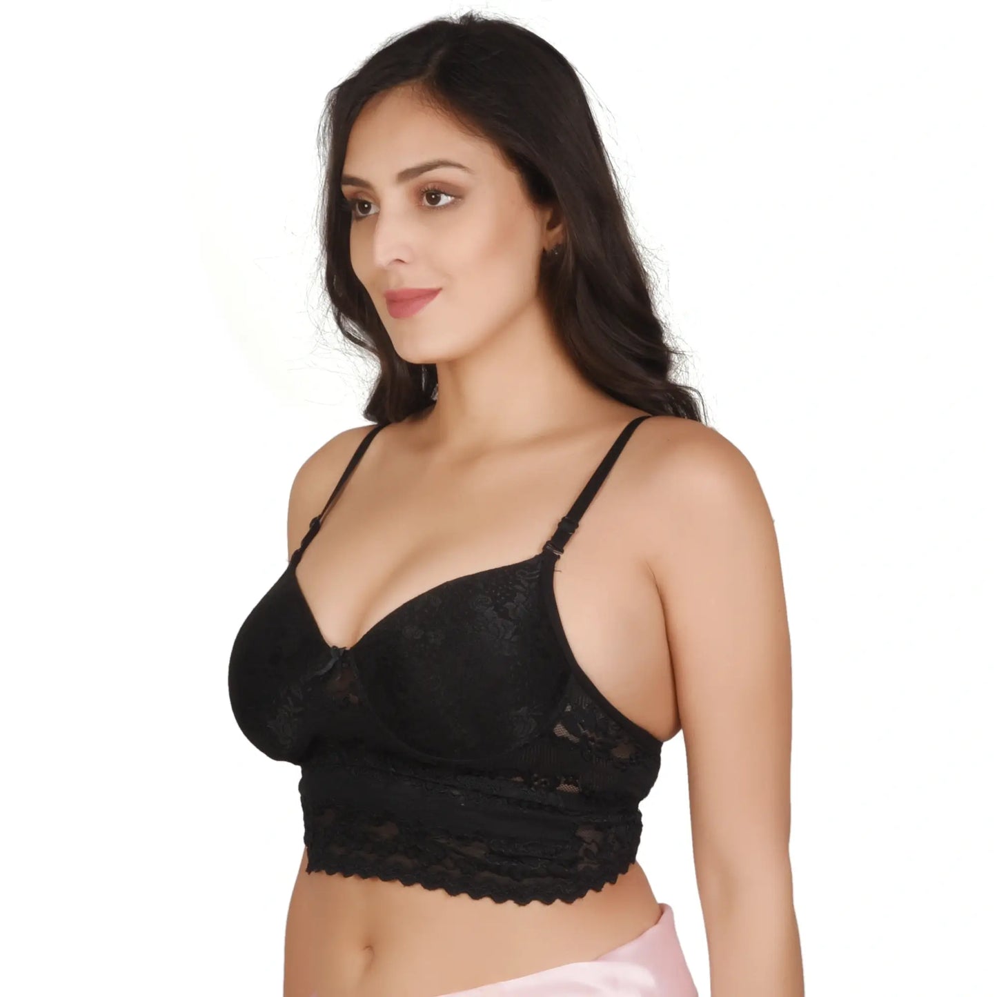 Bridal Lace Padded  Bra | Black