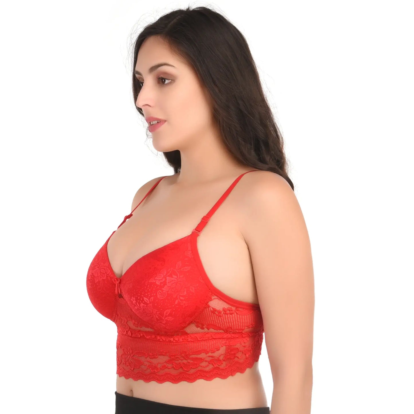 Bridal Padded Lace Padded  Bra | Red