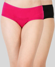 Load image into Gallery viewer, Leak Proof Bamboo Fabric Period Panty | Black &amp; Fuchsia | Pack of 2
