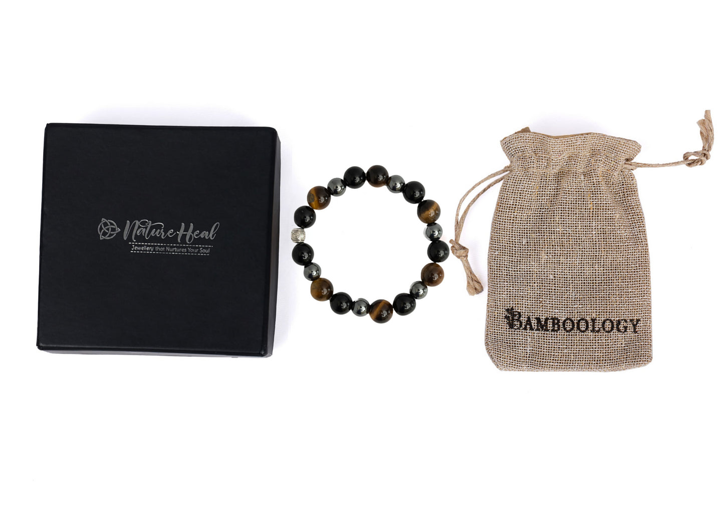 Black Obsidian, Tiger Eye And Hematite Bracelet for Cleansing, Clarity, Strong Mind, Grounding And Better Health