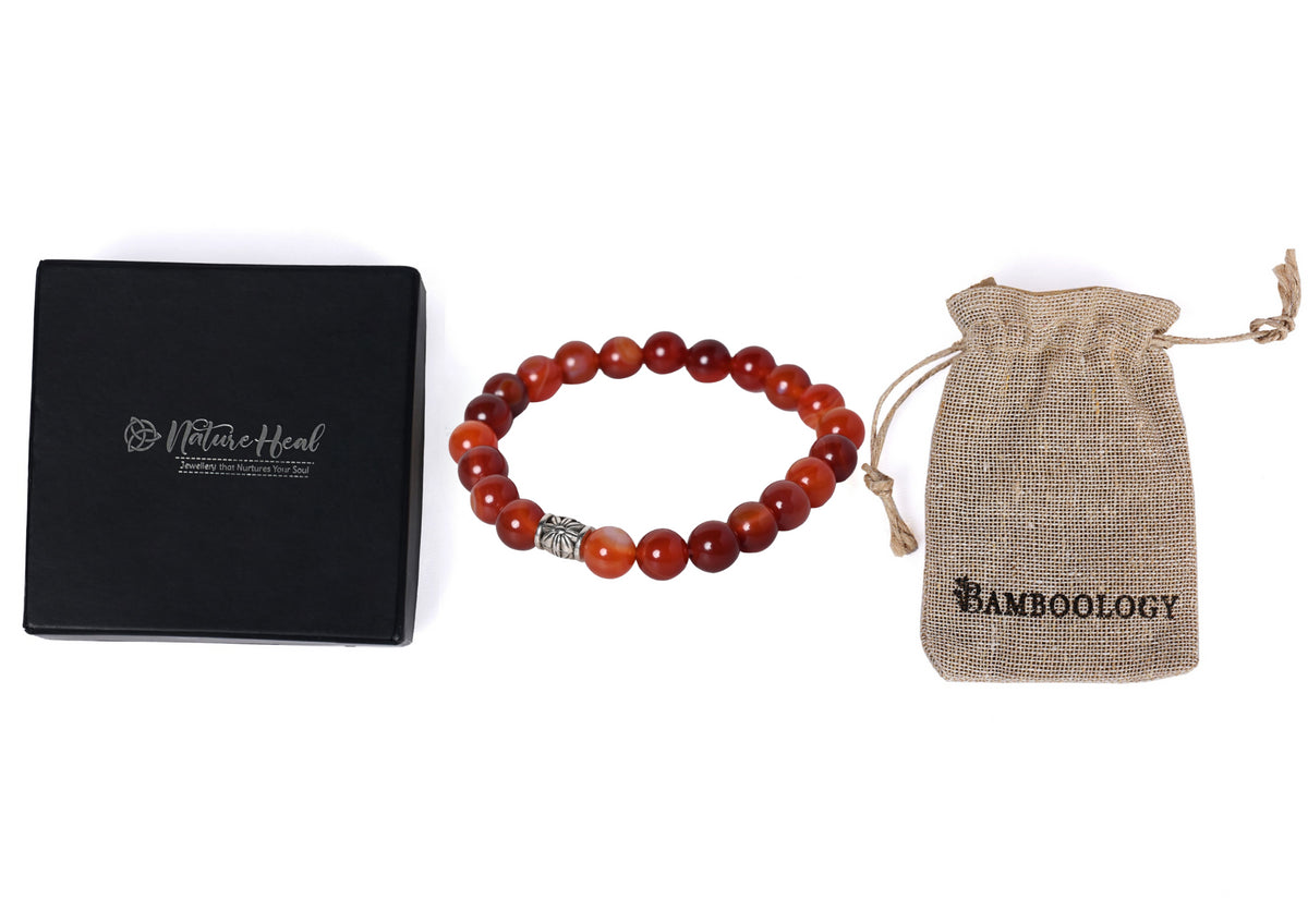 Gemstone bracelet Carnelian stone is life-force, vitality and energy, strengthen Sacral Chakra and help in balancing energy