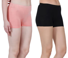 Load image into Gallery viewer, Bamboo Fabric Mid Rise Shorts | Peach &amp; Black | Pack Of 2
