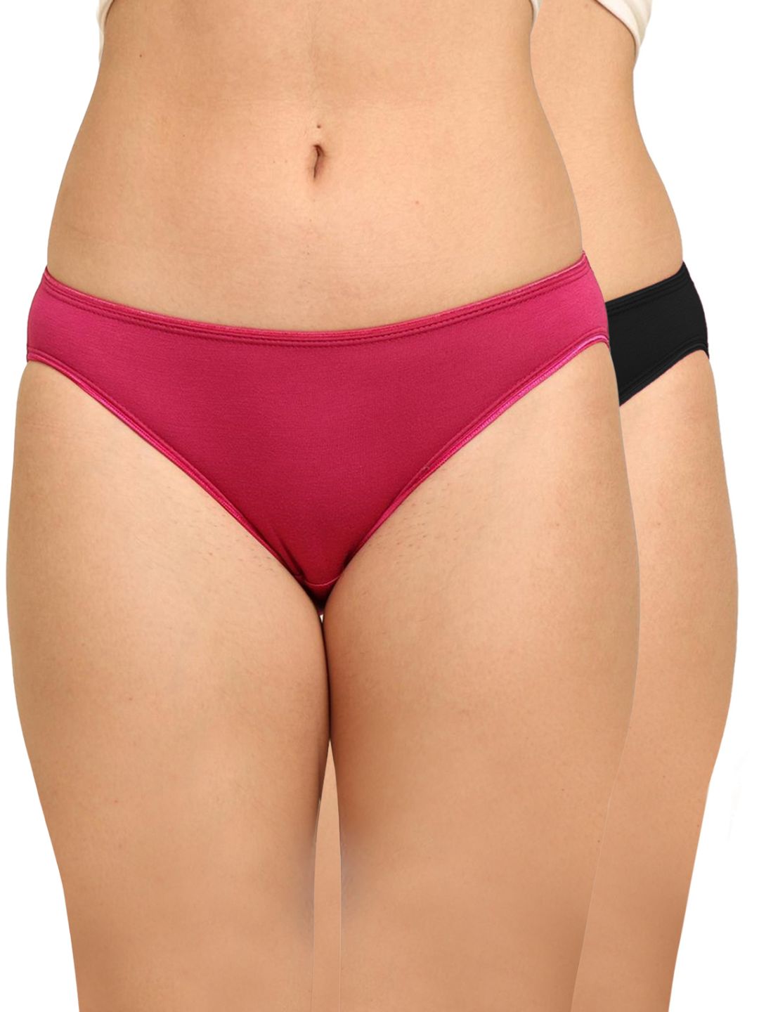 Bamboo Fabric Low Rise Bikini Panty – Fuchsia & Black | Pack of 2