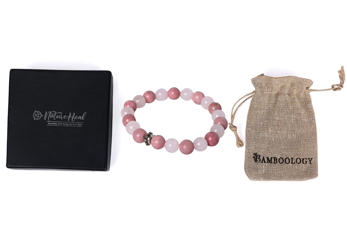 Healing gemstone bracelet Rose Quartz and Rhodonite