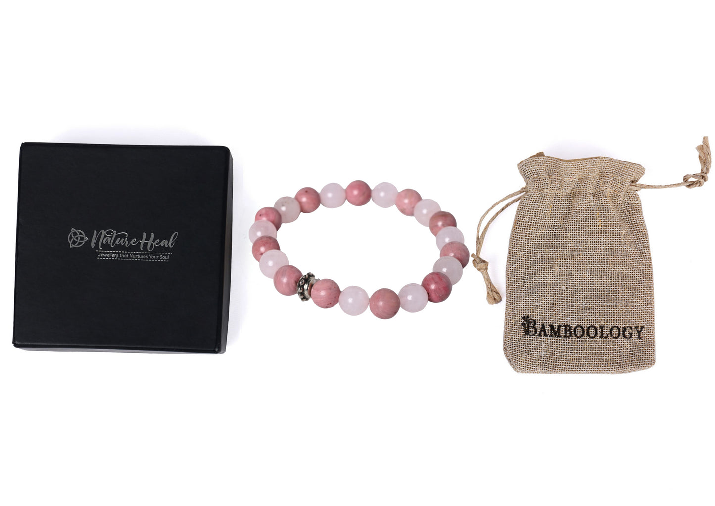 Healing gemstone bracelet Rose Quartz and Rhodonite
