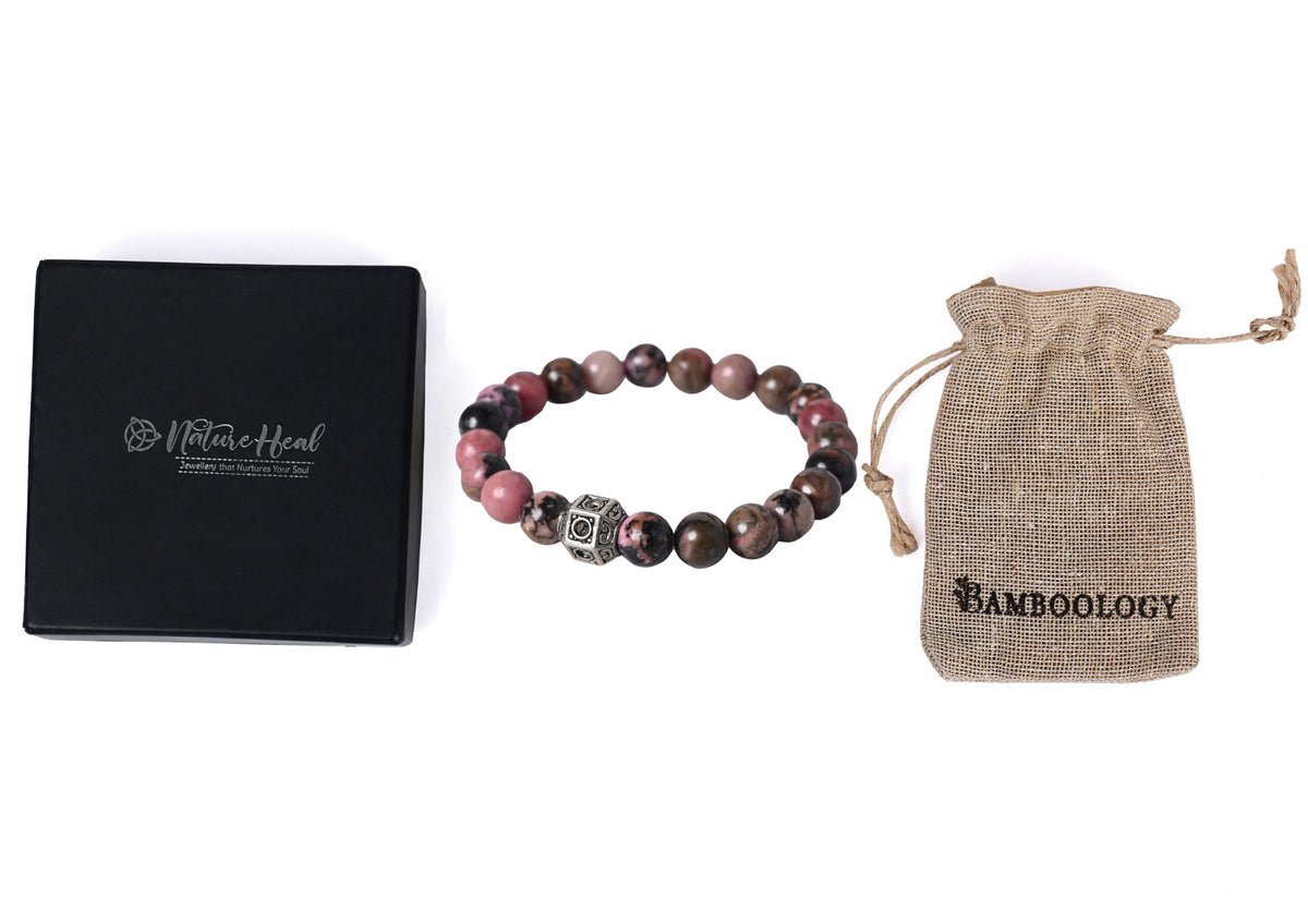 Gemstone Healing Bracelet Rhodonite helps in achieve goal ang good during time of transformation, it bring sympathy and empathy towards other