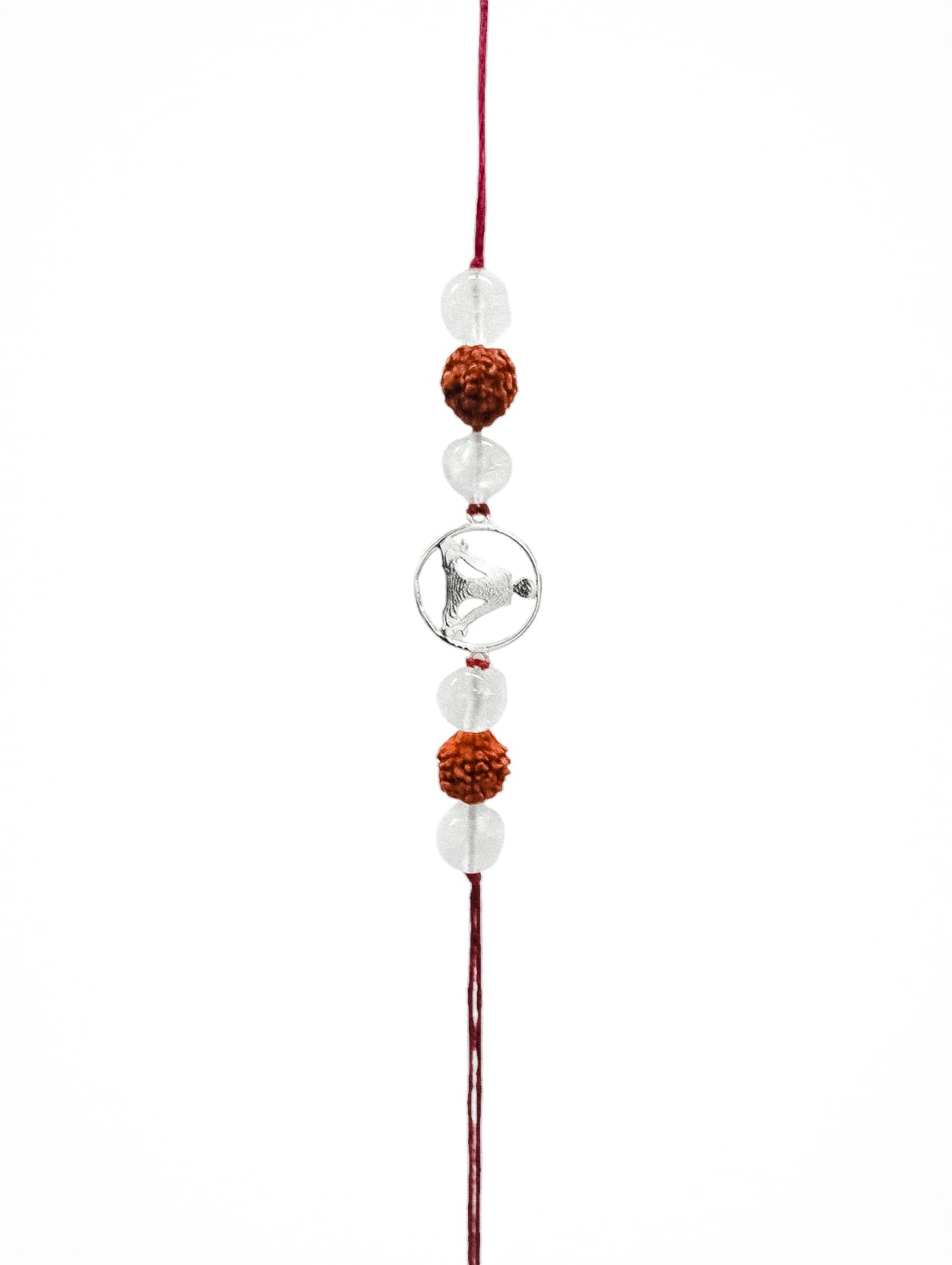 Handmade Sustainable Healing Beads Rakhi | Clear Quartz & Rudraksh | Meditation Charm