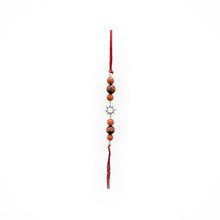 Load image into Gallery viewer, Handmade Sustainable Healing Beads Rakhi | Sunstone &amp; Red Tiger Eye | Sun Charm
