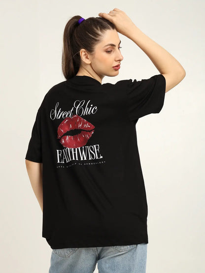 Women Black Oversized Bamboo T-Shirt