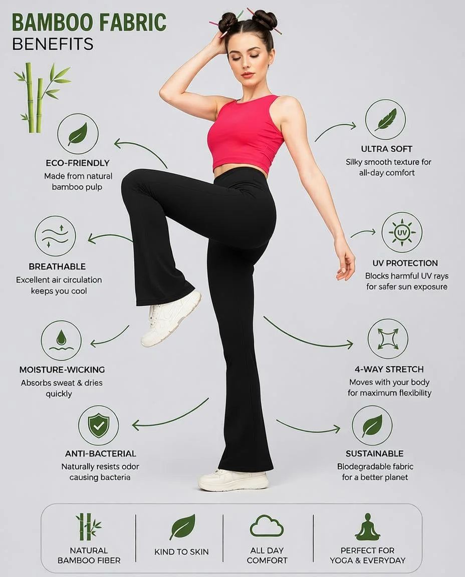 Women’s Cotton Bell-Bottom Yoga Pants | High-Waist Flared Gym & Workout Trousers