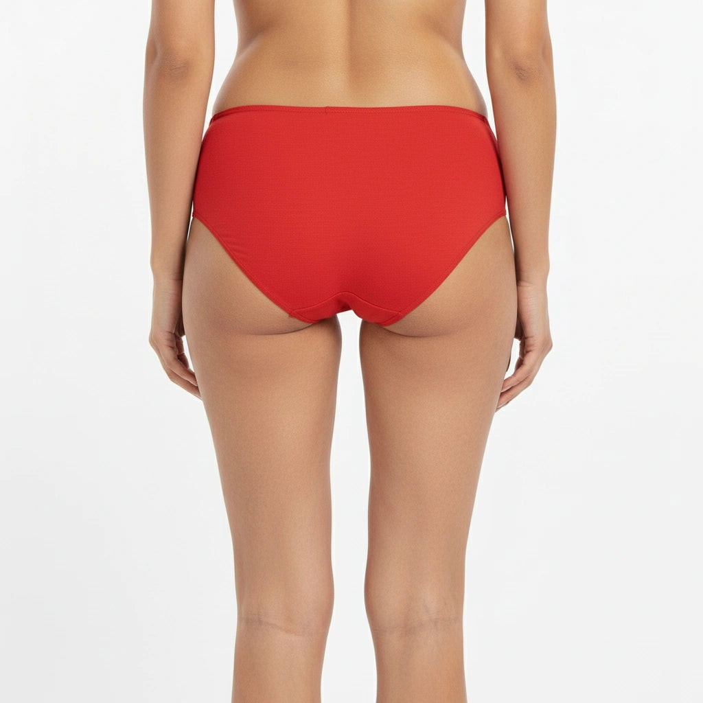 Bamboo Fabric Women's Mid Rise Panty | Red and Black | Pack of 2
