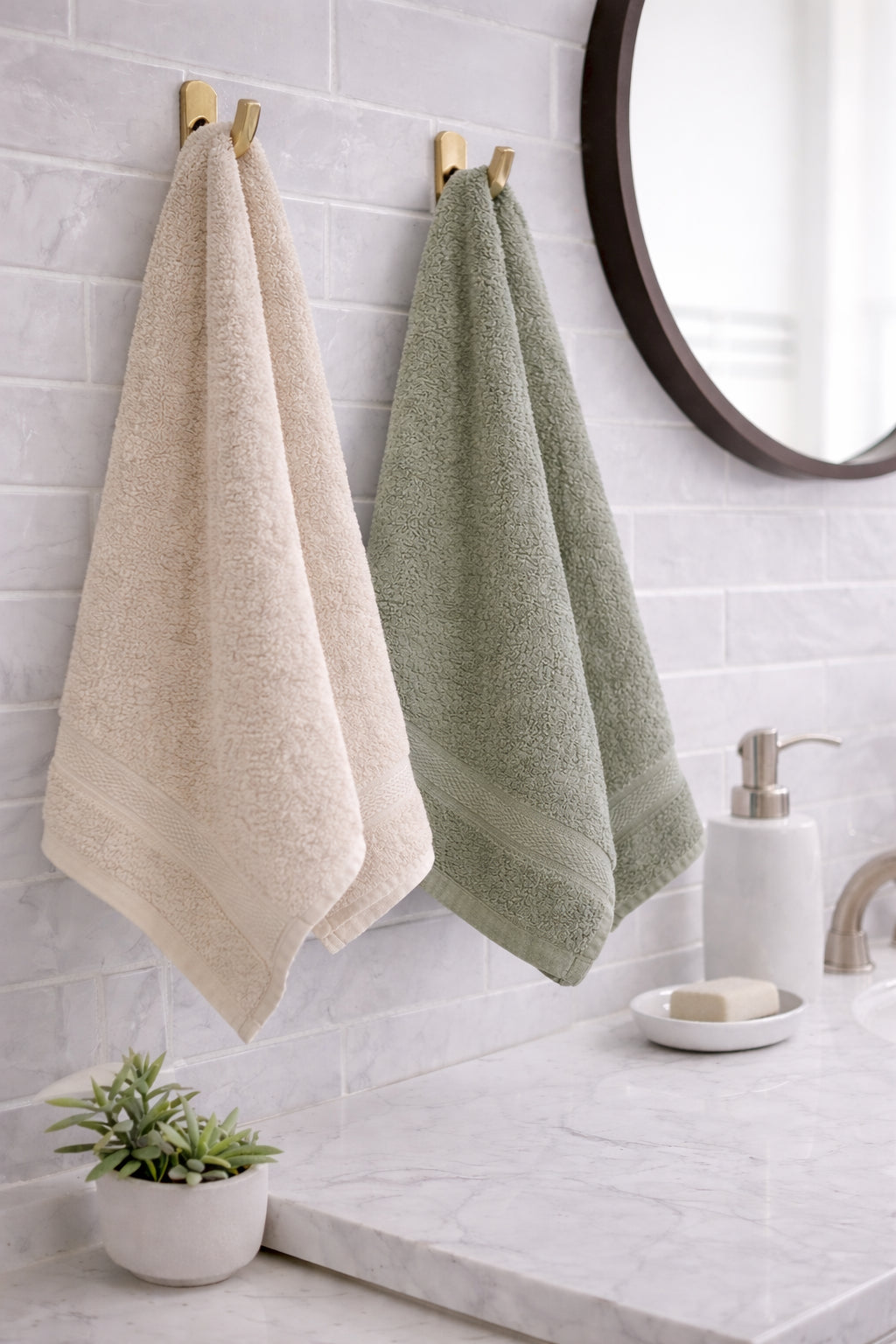 Bamboo Hand Towel | Set of 2 | Beige and Green
