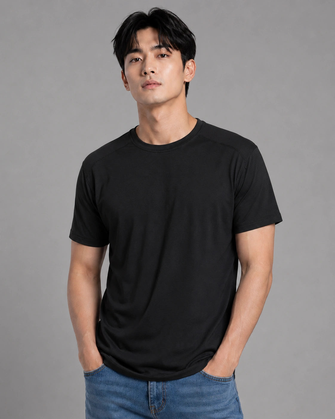Black Men’s Regular Fit Bamboo T-Shirt | Smart, Breathable & All-Day Comfort
