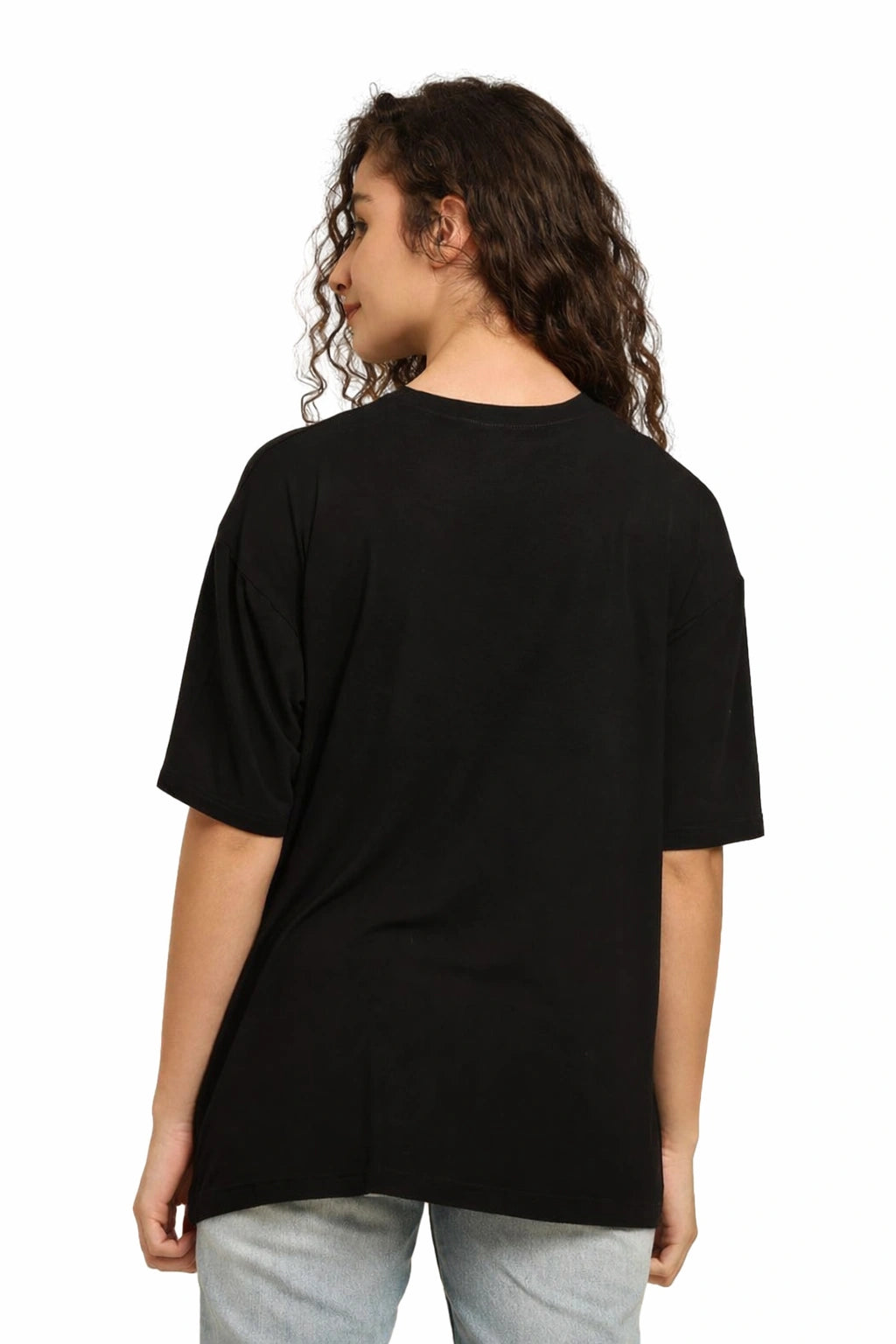 Women Black Oversized Bamboo Plain T-Shirt – Soft, Breathable & Sustainable | Black
