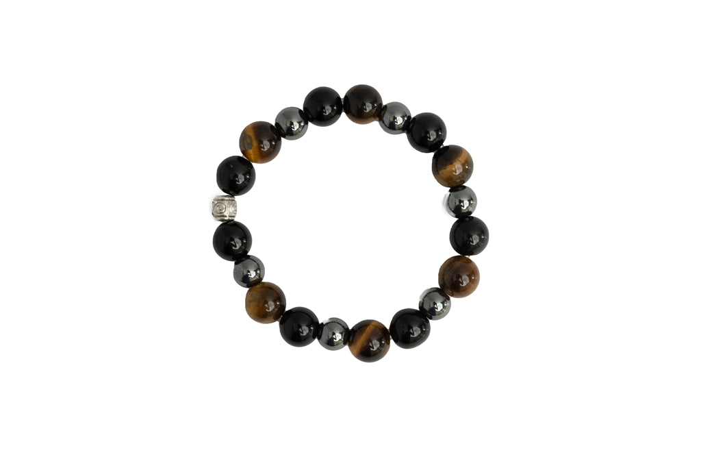 Black Obsidian, Tiger Eye And Hematite Bracelet for Cleansing, Clarity, Strong Mind, Grounding And Better Health