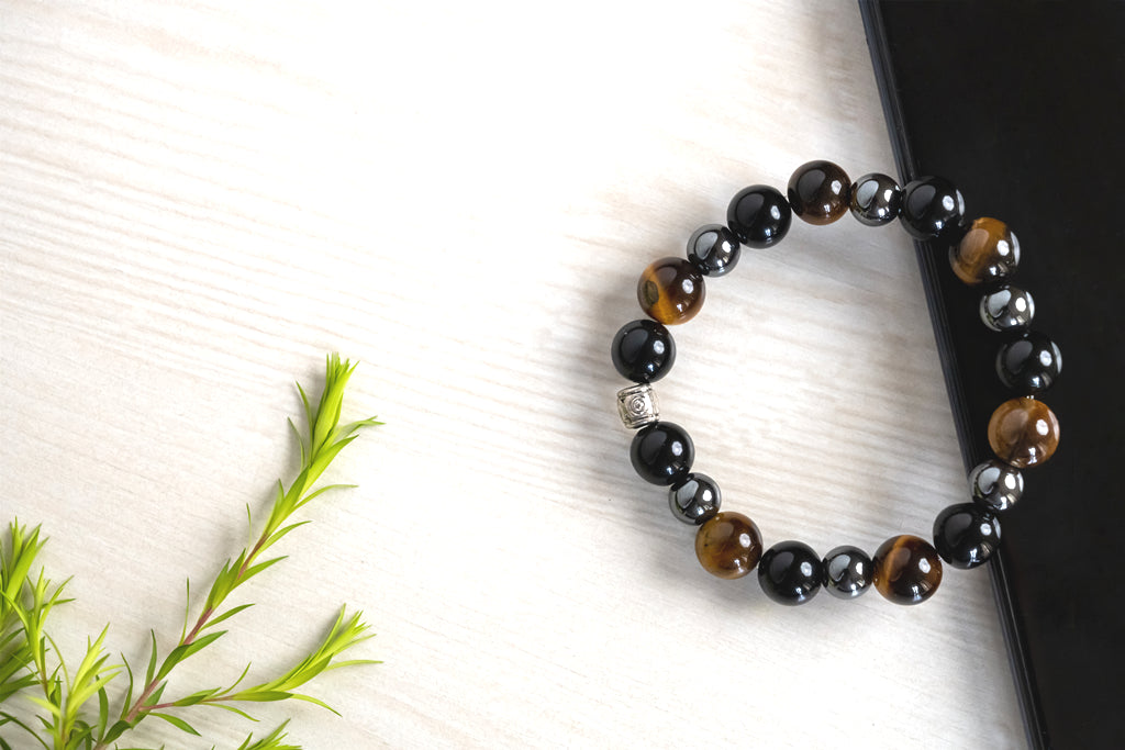 Black Obsidian, Tiger Eye And Hematite Bracelet for Cleansing, Clarity, Strong Mind, Grounding And Better Health