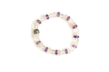 Load image into Gallery viewer, AMETHYST, ROSE QUARTZ AND CLEAR QUARTZ BRACELET FOR STRENGTH, LOVE AND FULFILLING RELATIONSHIP
