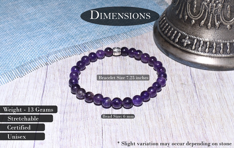 Real Certified Amethyst Stone Healing Bracelet | Powerful Stone For Protection & Inner Cleansing
