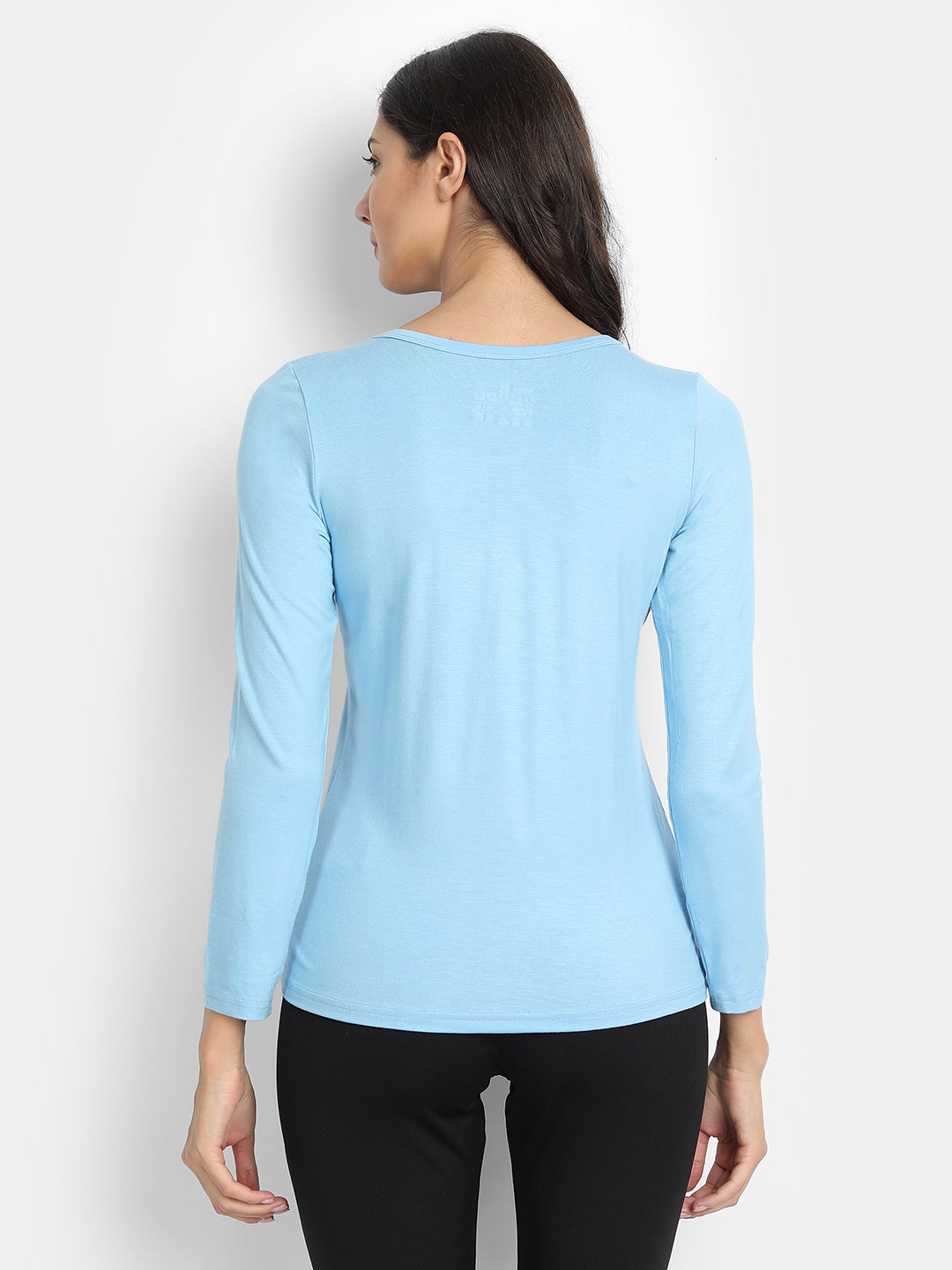 Bamboo Fabric Women's Full Sleeves T-Shirt | Sea Blue
