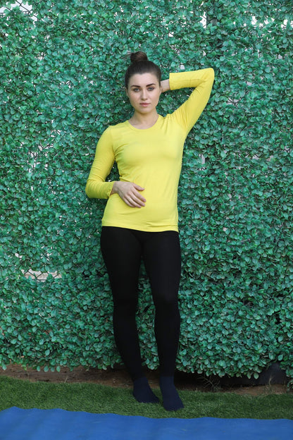 Bamboo Fabric Women's Full Sleeves T-Shirt | Yellow
