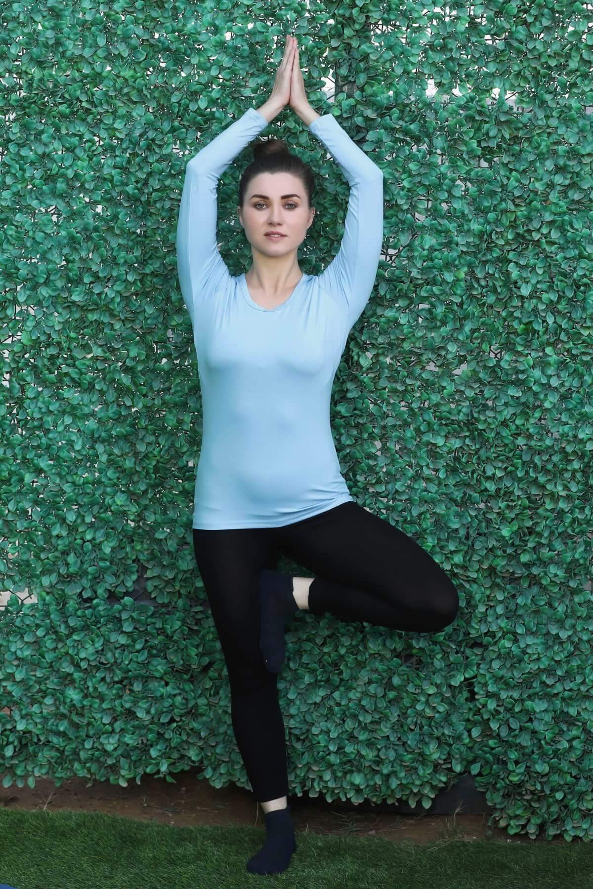 Bamboo Fabric Women's Full Sleeves T-Shirt | Sea Blue