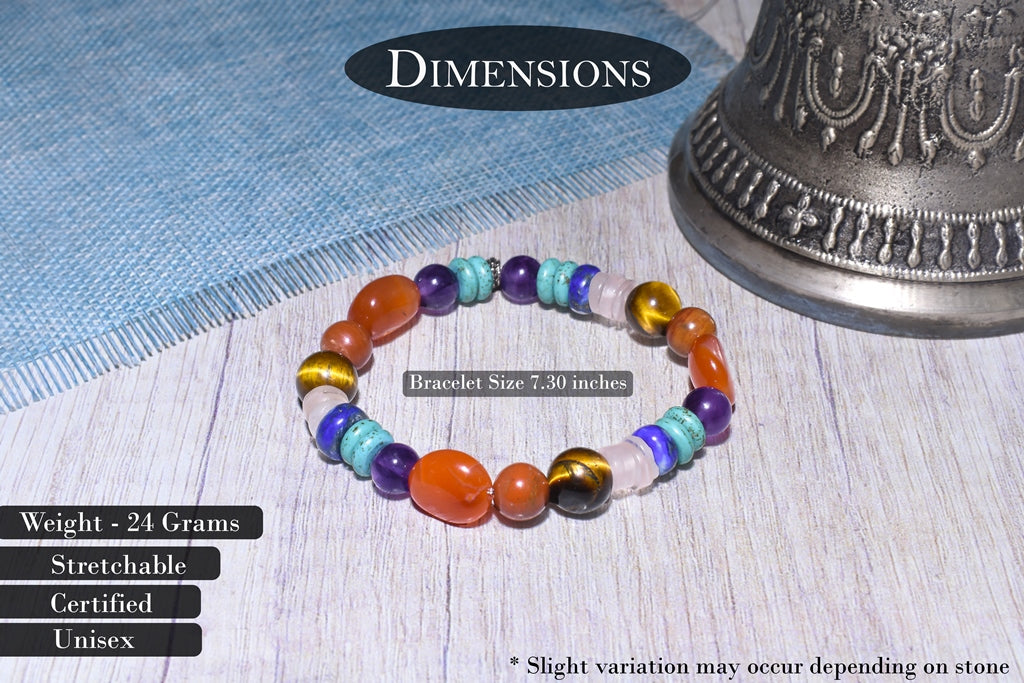 Natural Certified Seven Chakra Bracelet For Opening All 7 Chakras