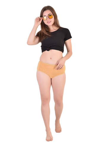 Bamboo Fabric Women's Underwear Midi Panties Beige and Purple 2 Pieces set