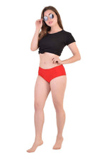 Load image into Gallery viewer, Bamboo Fabric Women&#39;s Mid Rise Panty | Red and Black | Pack of 2

